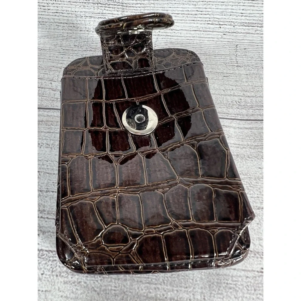 Vintage Y2K Croc Embossed Faux Leather Cross‎ Wallet Flip Phone Holder Brown